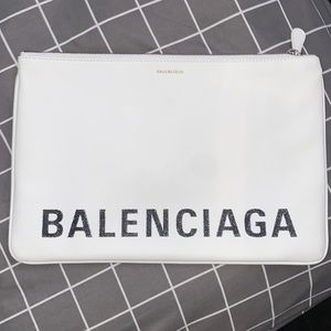 New Authentic Balenciaga Large White Pouch